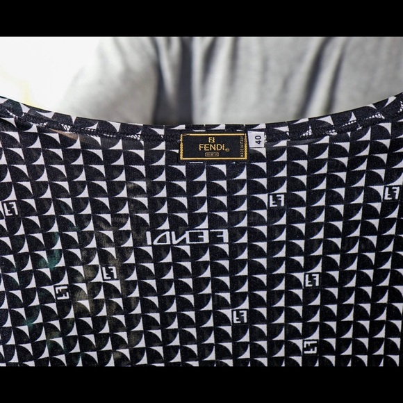 Fendi Logo Top Geometric Vintage Black white 10 - Picture 6 of 7